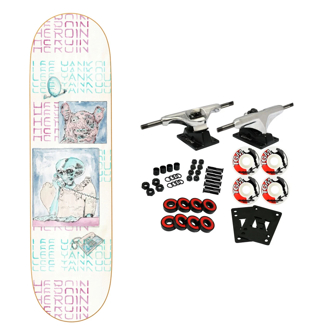 Heroin Skateboard Complete Yankou Die Tonight 8.25" X 31.5" 1 Heroin Skateboard Complete Yankou Die Tonight 8.25" X 31.5"