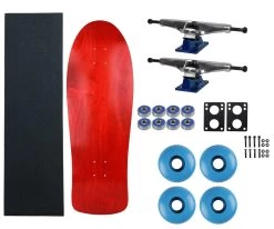 Moose Old School 30" Stained Red, Hollow Silver/Blue Trucks, 58mm Blue Wheels