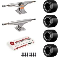 Independent Skateboard Package - 159 (8.75") Trucks, Powell Peralta Rat Bones Black Wheels, Amp 5 Bearings