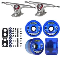 Paris Longboard Trucks, Wheels, Hardware, And Abec 7 Bearings Kit - V2 180 Raw + Bigfoot 76mm 80A Blue