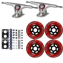 Paris Longboard Trucks, Wheels, Hardware, And Abec 7 Bearings Kit - V2 180 Raw + Bigfoot 83mm 78A Red