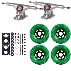 Paris Longboard Trucks, Wheels, Hardware, And Abec 7 Bearings Kit - V2 180 Raw + Bigfoot 90mm 78A Green