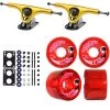 Paris Longboard Trucks, Wheels, Hardware, And Abec 7 Bearings Kit - V2 180 Gold + Bigfoot 65mm 78A Red