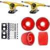 Paris Longboard Trucks, Wheels, Hardware, And Abec 7 Bearings Kit - V2 180 Gold + Bigfoot 70mm 80A Red