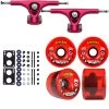 Paris Longboard Trucks, Wheels, Hardware, And Abec 7 Bearings Kit - V2 180 Fuschia + Bigfoot 76mm 80A Red
