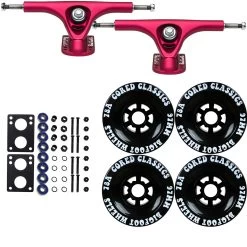 Paris Longboard Trucks, Wheels, Hardware, And Abec 7 Bearings Kit - V2 180 Fuschia + Bigfoot 97mm 78A Black