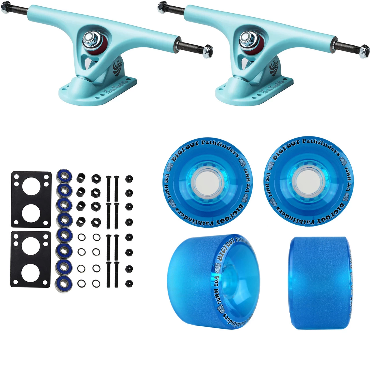 Paris Longboard Trucks, Wheels, Hardware, And Abec 7 Bearings Kit - V2 180 Blue + Bigfoot 70mm 80A Blue 1 Paris Longboard Trucks, Wheels, Hardware, And Abec 7 Bearings Kit - V2 180 Blue + Bigfoot 70mm 80A Blue