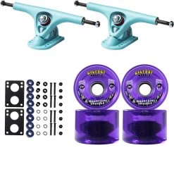 Paris Longboard Trucks, Wheels, Hardware, And Abec 7 Bearings Kit - V2 180 Blue + Bigfoot 76mm 80A Purple