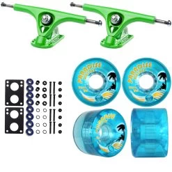 Paris Longboard Trucks, Wheels, Hardware, And Abec 7 Bearings Kit - V2 180 Green + Bigfoot 65mm 78A Blue