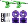 Paris Longboard Trucks, Wheels, Hardware, And Abec 7 Bearings Kit - V2 180 Green + Bigfoot 76mm 80A Purple