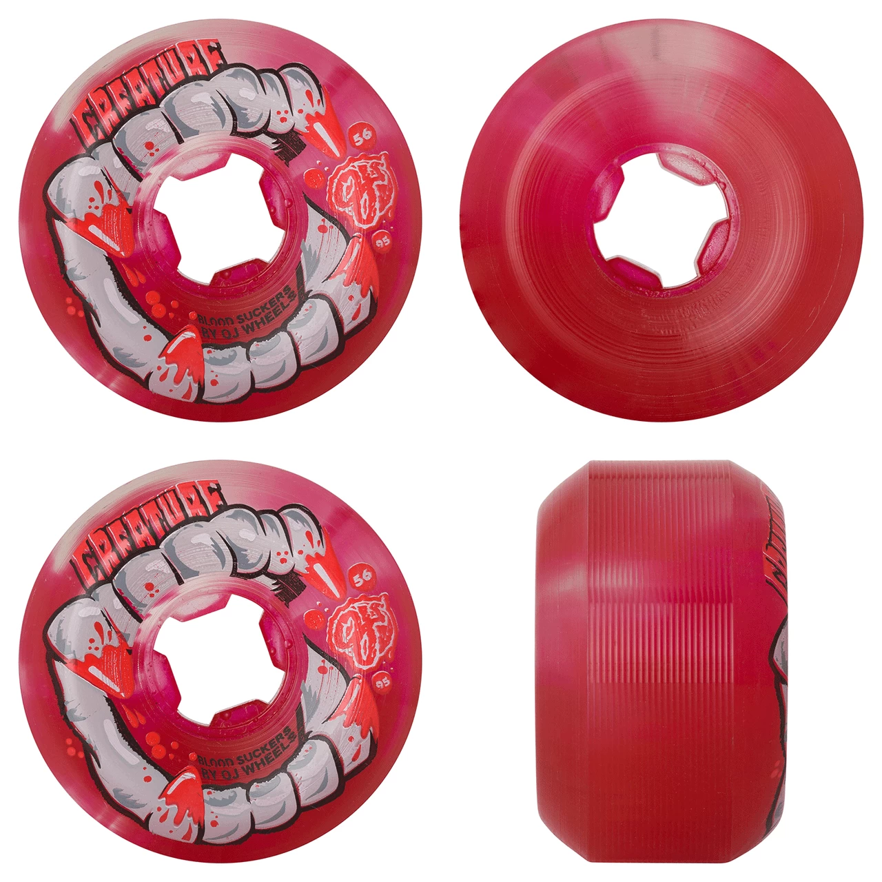 OJ Wheels Skateboard Wheels 56mm DNA Curbsucker Bloodsuckers 95A Red Clear Swirl 1 OJ Wheels Skateboard Wheels 56mm DNA Curbsucker Bloodsuckers 95A Red Clear Swirl