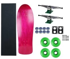 Moose Old School 30" Stained Pink, Hollow Silver/Green Trucks, 58mm Green Wheels