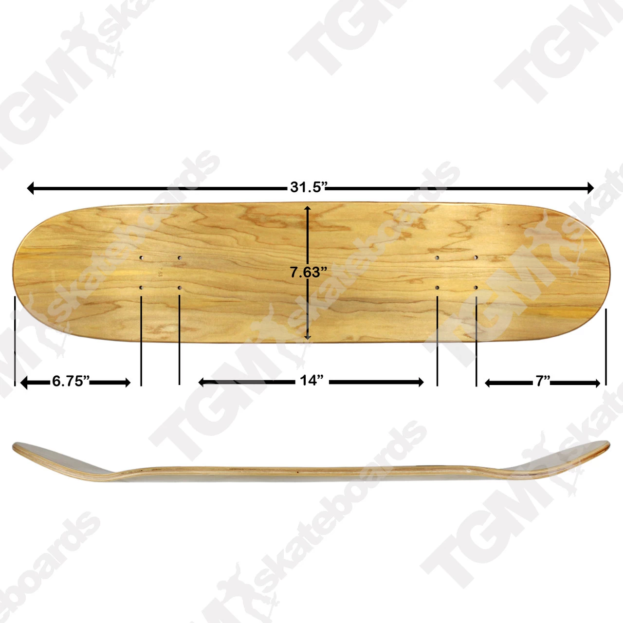 Moose Deck Blank Stained Black 7.63" 6 Moose Deck Blank Stained Black 7.63" - Image 6