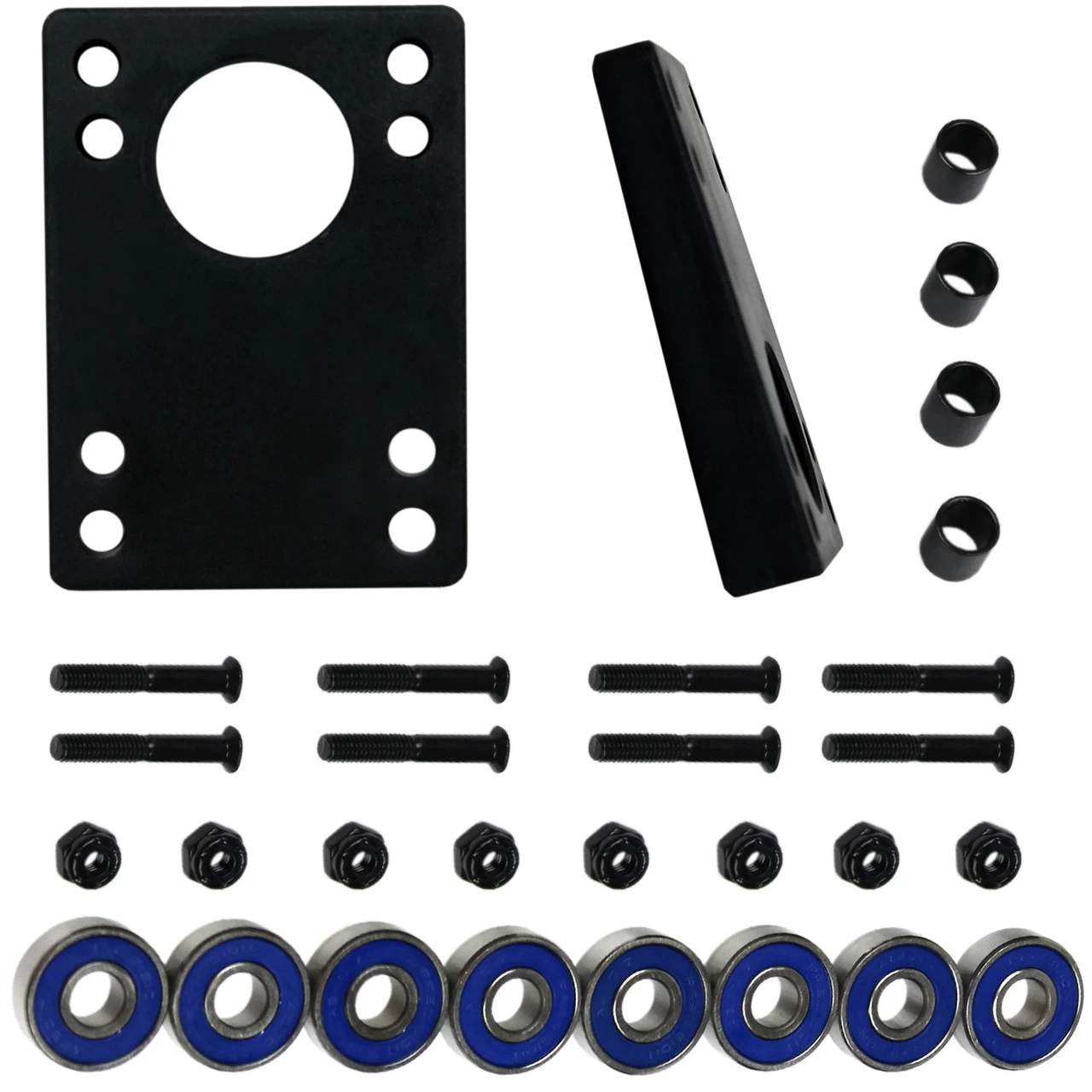 Longboard Hardware Refresh Kit - Bearings, Angled Risers, 1.5" Hardware 1 Longboard Hardware Refresh Kit - Bearings, Angled Risers, 1.5" Hardware