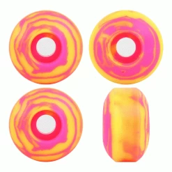 Blank Skateboard Wheels 52mm X 31mm 99A USA Made Swirl Color Pink/Yellow