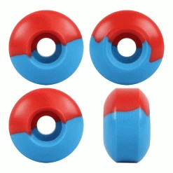 Blank Skateboard Wheels 52mm X 32mm 99A USA Made Split Color Cyan Blue/Red
