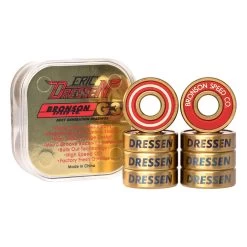 Bronson Speed Co Skateboard Bearings Eric Dressen Pro G3 Gold/Red