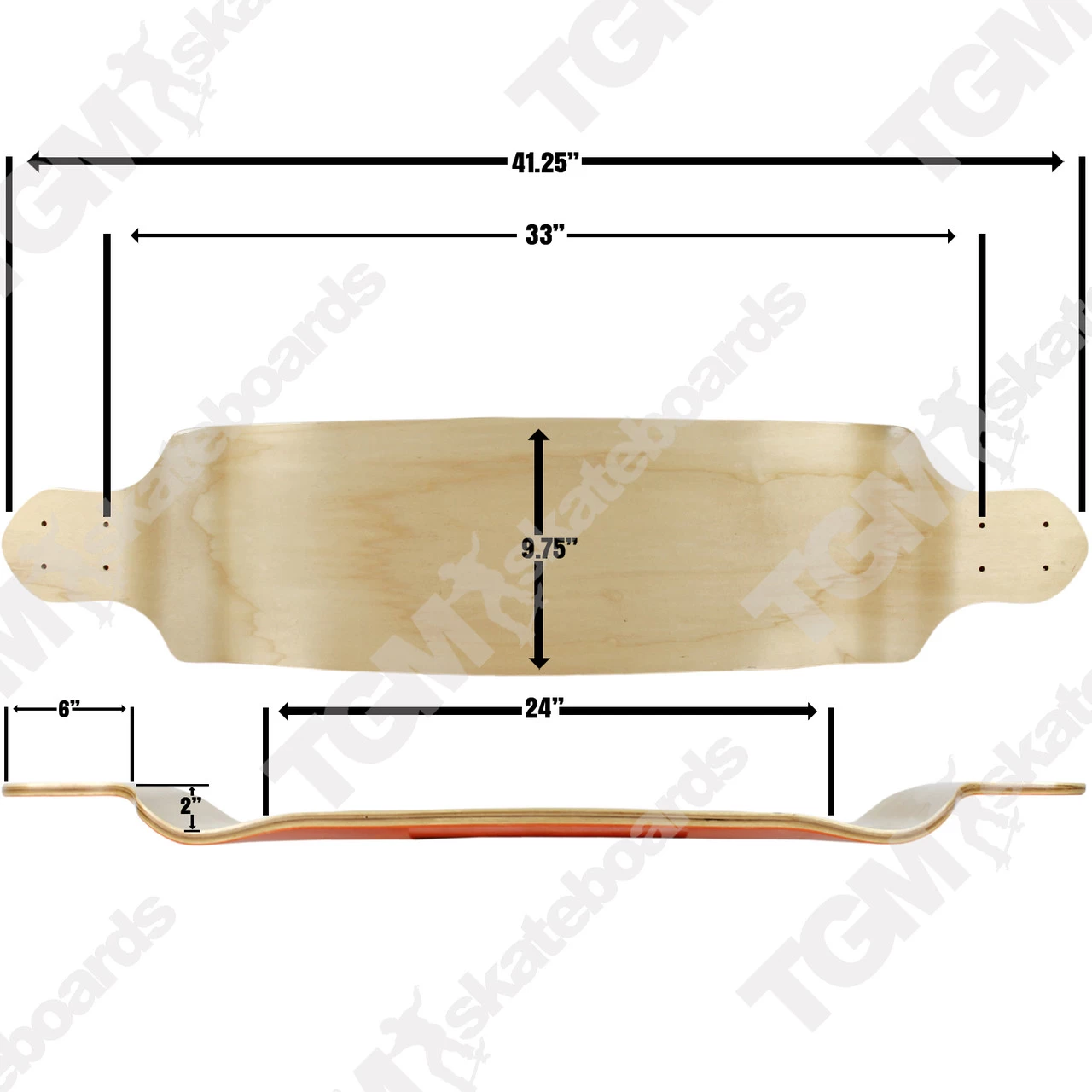 Longboard Moose Longboard Deck 9.75" X 41.5" Drop Down NATURAL 2 Longboard Moose Longboard Deck 9.75" X 41.5" Drop Down NATURAL - Image 2