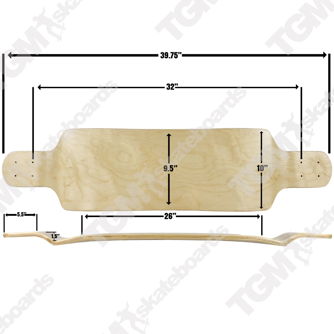 Longboard Moose Longboard Deck 10" X 39.8" Drop Down BLACK 3 Longboard Moose Longboard Deck 10" X 39.8" Drop Down BLACK - Image 3