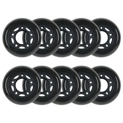 Player's Choice Roller Hockey Wheels - 5-Spoke Hub 80mm 82A Black (10-Pack)