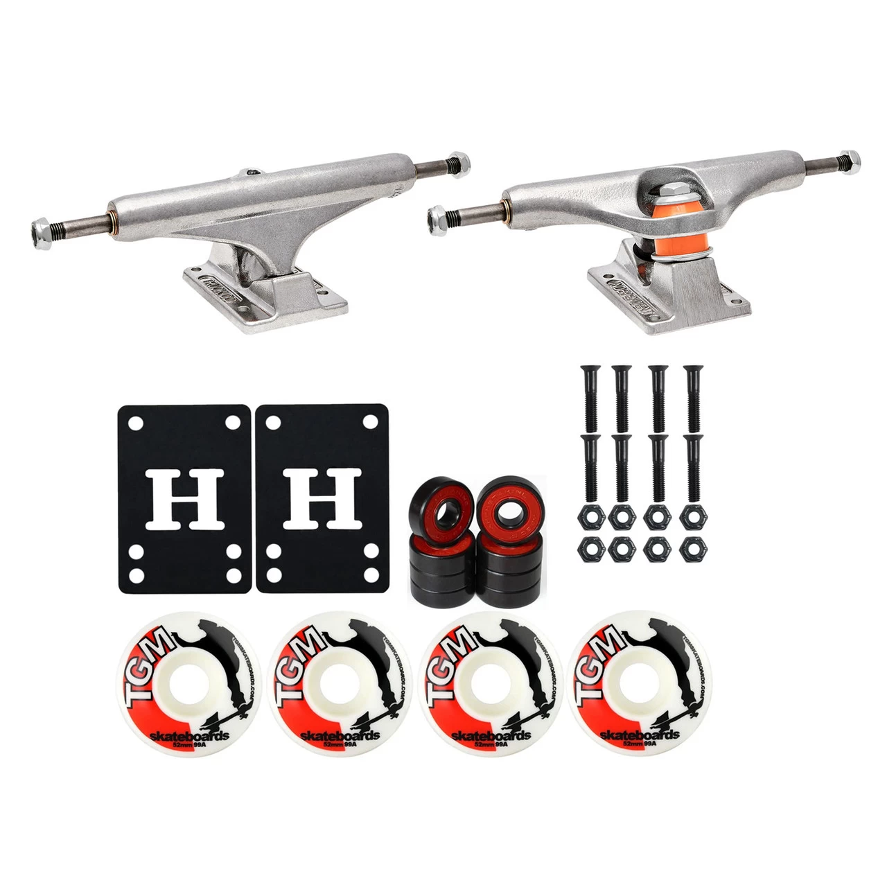 Independent Trucks Mids 144 (8.25") + TGM Wheels, Bearings, Hardware 1 Independent Trucks Mids 144 (8.25") + TGM Wheels, Bearings, Hardware
