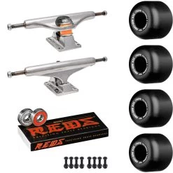 Independent Skateboard Package - 159 (8.75") Trucks, Powell Peralta Mini-Cubic Black Wheels, Bones Reds
