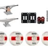 Independent Trucks 129 (7.6"), Bones 100's 52mm V4 #14 White Wheels/Bearings/Hardware