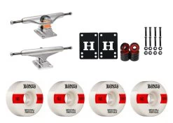 Independent Trucks 129 (7.6"), Bones 100's 52mm V4 #14 White Wheels/Bearings/Hardware