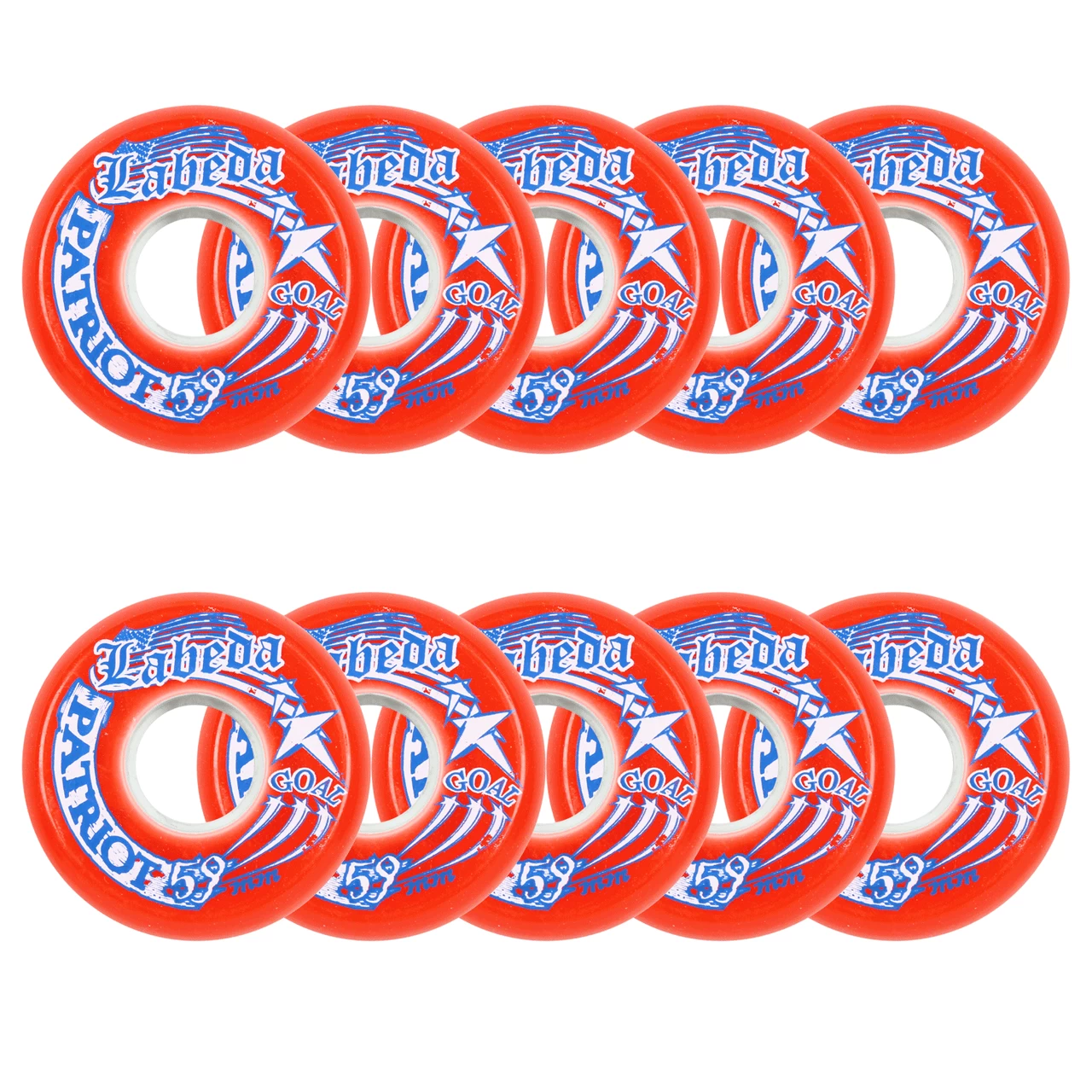 Labeda Roller Hockey Wheels - Patriot Goal 59mm 82A Red (10-Pack) 1 Labeda Roller Hockey Wheels - Patriot Goal 59mm 82A Red (10-Pack)