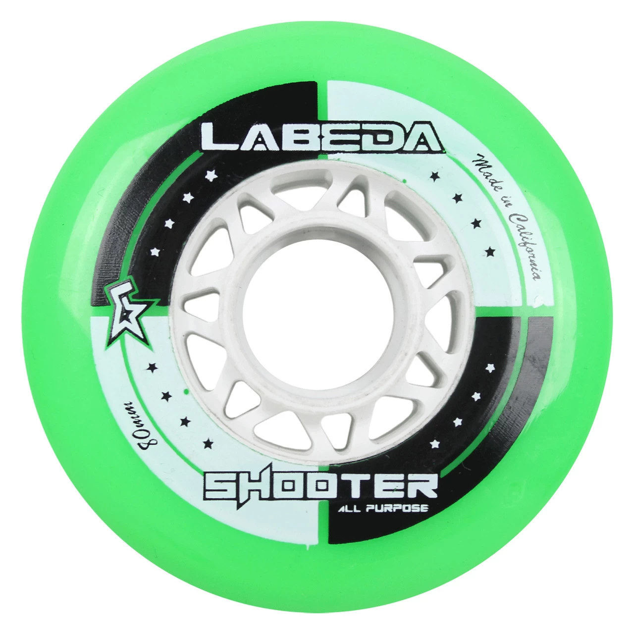 Labeda Roller Hockey Wheels - Shooter 80mm 83A Green (8-Pack) 2 Labeda Roller Hockey Wheels - Shooter 80mm 83A Green (8-Pack) - Image 2