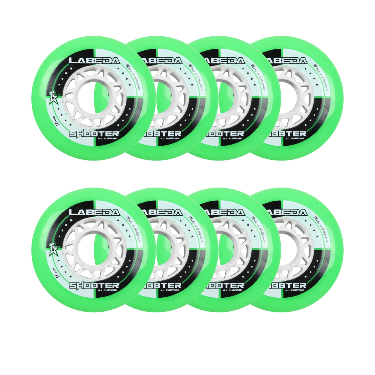 Labeda Roller Hockey Wheels - Shooter 80mm 83A Green (8-Pack) 1 Labeda Roller Hockey Wheels - Shooter 80mm 83A Green (8-Pack)