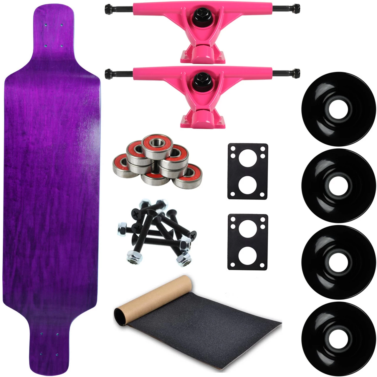 Moose Longboard Complete 9.4" X 38" Drop Down Stained Purple 1 Moose Longboard Complete 9.4" X 38" Drop Down Stained Purple