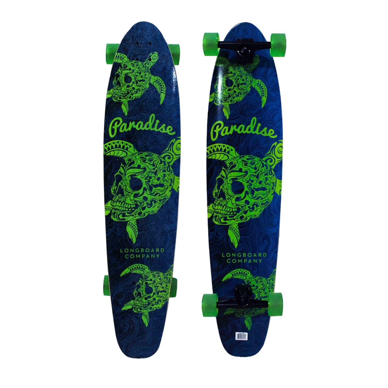 Paradise Longboard Turtle Skull Kicktail 9.75" X 44" Blue / Green 1 Paradise Longboard Turtle Skull Kicktail 9.75" X 44" Blue / Green