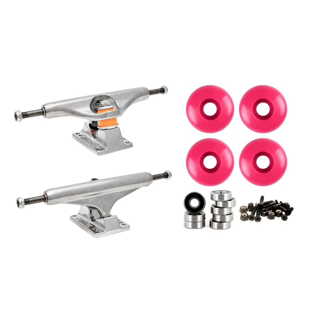 Independent 159 (8.75") Skateboard Trucks 56mm Pink Wheels And Bearings Combo Package 1 Independent 159 (8.75") Skateboard Trucks 56mm Pink Wheels And Bearings Combo Package