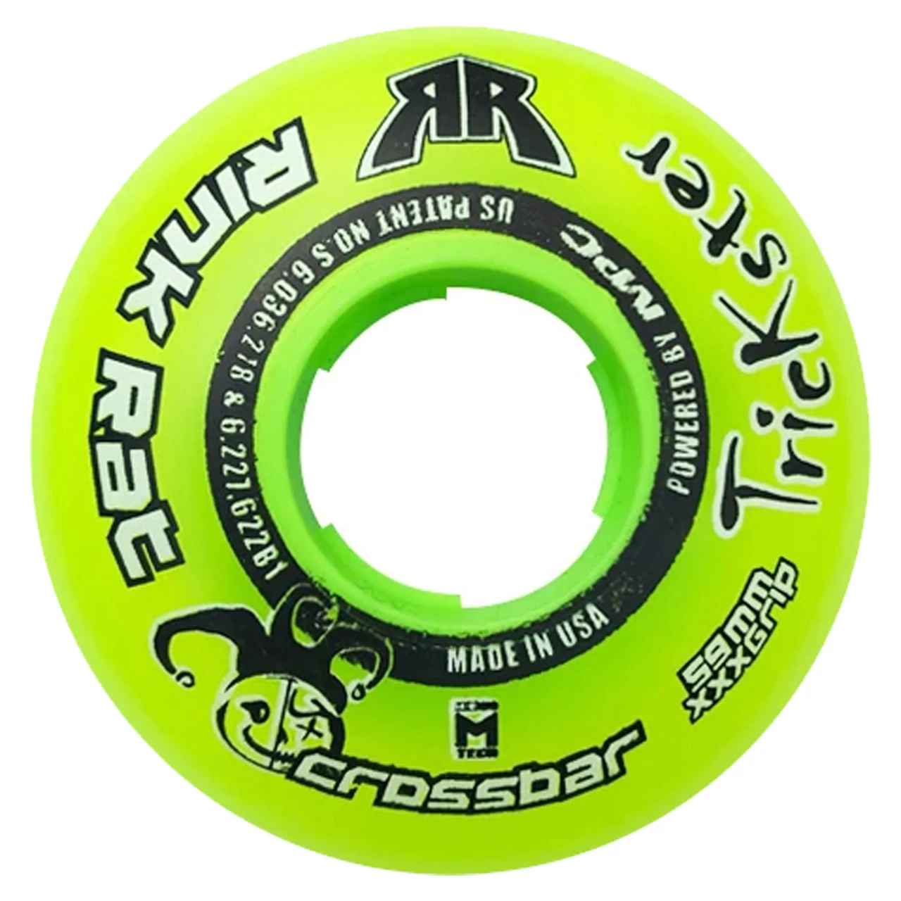 Rink Rat Roller Hockey Wheels - Trickster Crossbar 59mm 76A Green/Black (4-Pack) 2 Rink Rat Roller Hockey Wheels - Trickster Crossbar 59mm 76A Green/Black (4-Pack) - Image 2