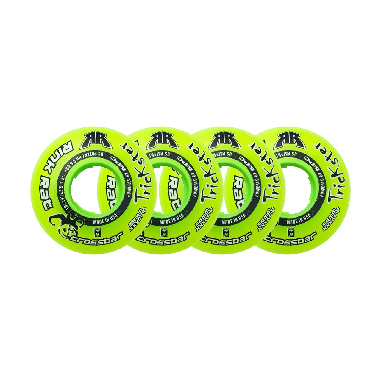 Rink Rat Roller Hockey Wheels - Trickster Crossbar 59mm 76A Green/Black (4-Pack) 1 Rink Rat Roller Hockey Wheels - Trickster Crossbar 59mm 76A Green/Black (4-Pack)