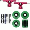 Paris Longboard Trucks, Wheels, Hardware, And Abec 7 Bearings Kit - V2 180 Fuschia + Blank Dark Green 64mm 82A