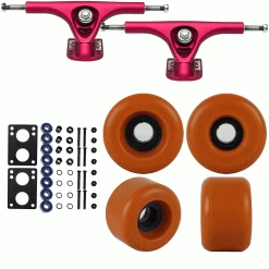 Paris Longboard Trucks, Wheels, Hardware, And Abec 7 Bearings Kit - V2 180 Fuschia + Blank Clay 71mm 82A