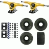 Paris Longboard Trucks, Wheels, Hardware, And Abec 7 Bearings Kit - V2 180 Gold + Blank Smoked Black 65mm 78A