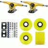 Paris Longboard Trucks, Wheels, Hardware, And Abec 7 Bearings Kit - V2 180 Gold + Blank Yellow 65mm 82A