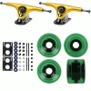 Paris Longboard Trucks, Wheels, Hardware, And Abec 7 Bearings Kit - V2 180 Gold + Blank Dark Green 64mm 82A