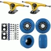 Paris Longboard Trucks, Wheels, Hardware, And Abec 7 Bearings Kit - V2 180 Gold + Blank Blue 76mm 82A