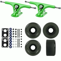 Paris Longboard Trucks, Wheels, Hardware, And Abec 7 Bearings Kit - V2 180 Green + Blank Smoked Black 65mm 78A