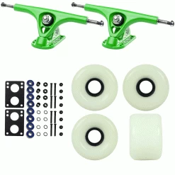 Paris Longboard Trucks, Wheels, Hardware, And Abec 7 Bearings Kit - V2 180 Green + Blank White 65mm 82A
