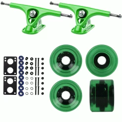 Paris Longboard Trucks, Wheels, Hardware, And Abec 7 Bearings Kit - V2 180 Green + Blank Dark Green 64mm 82A