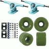 Paris Longboard Trucks, Wheels, Hardware, And Abec 7 Bearings Kit - V2 180 Blue + Blank Military Green 64mm 82A