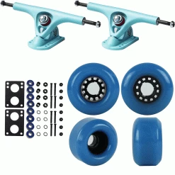 Paris Longboard Trucks, Wheels, Hardware, And Abec 7 Bearings Kit - V2 180 Blue + Blank Blue 76mm 82A