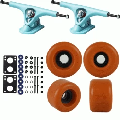 Paris Longboard Trucks, Wheels, Hardware, And Abec 7 Bearings Kit - V2 180 Blue + Blank Clay 71mm 82A