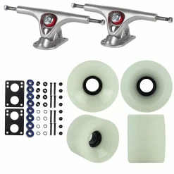 Paris Longboard Trucks, Wheels, Hardware, And Abec 7 Bearings Kit - V2 180 Raw + Blank White (Discolored) 68mm 78A