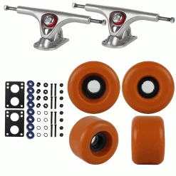 Paris Longboard Trucks, Wheels, Hardware, And Abec 7 Bearings Kit - V2 180 Raw + Blank Clay 71mm 82A